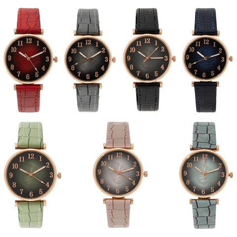Dames Fashion Kwartshorloge Bladpatroon Wijzerplaat Roségoud Legering Kast Krokodillenpatroon Kunstleer Band Casual Polshorloge