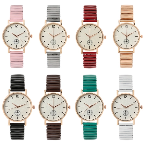 Fashion Women Watch Minimalist Quartz Movement Round Dial Alloy Expansion Band Elegant Daily Casual Style Precise Wristwatch