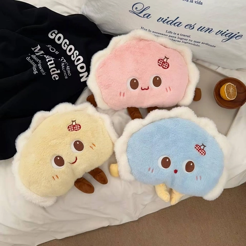 Electric Hot Water Bottle Plush Cartoon Dumpling Hand Warmer Rechargeable Explosion Proof Soft Flannel Belly Warm Heat Bag