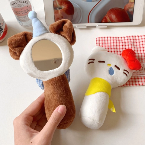 Süßer Plüsch Handspiegel Schminkspiegel Tragbar Mini Cartoon Tierform Kosmetikspiegel Für Mädchen Student