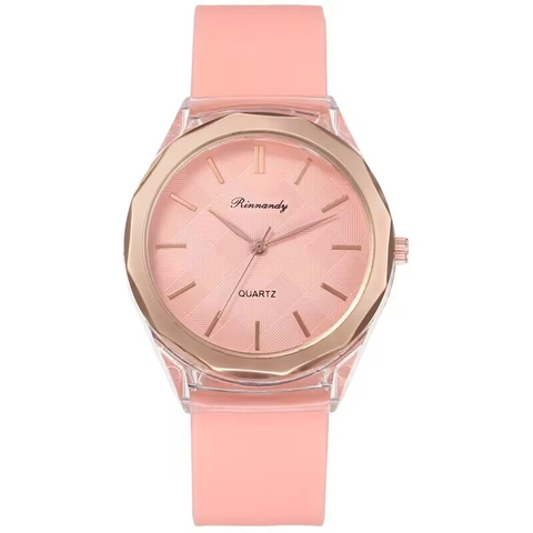 Fashion Quartz Watch With Silicone Strap Transparent Case Geometric Metal Bezel Lattice Dial Casual Wristwatch Unisex