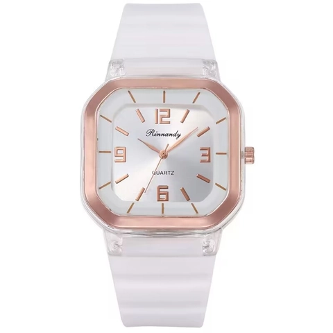 Reloj De Cuarzo Para Mujer Caja De Plástico Transparente Correa De Silicona Reloj De Pulsera Informal