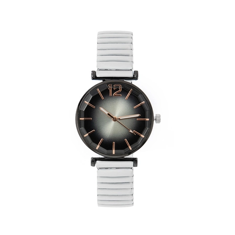 Fashion Women Quartz Watch Gradient Dial Polygonal Cut Glass Mirror Elastic Expandable Alloy Band Ladies Wristwatch Gift