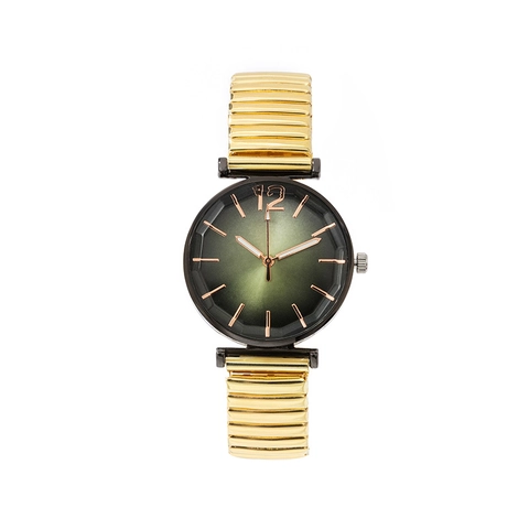 Dames Quartz Horloge Met Elastische Legering Band Ronde Gradiënt Wijzerplaat Gefacetteerde Glazen Spiegel