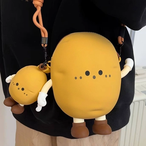 Cute Potato Cartoon Crossbody Bag Silicone Waterproof Phone Purse Kawaii Novelty Mini Earphone Case Pendant