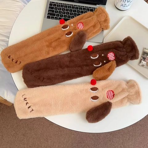 Cartoon Dog Long Hot Water Bottle With Plush Cover Thick Warming Bed Hand Warmer Novelty Animal Shape