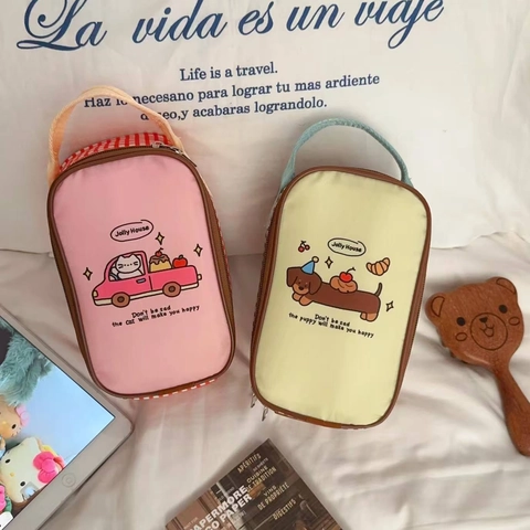 Borsa Pranzo Isolata Tessuto Oxford Foglio Alluminio Termica Portatile Motivo Cane Gatto Cartone Animato Per Studenti