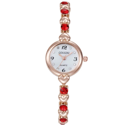Orologio Al Quarzo Da Donna Alla Moda Bracciale In Lega A Forma Di Cuore Con Strass Elegante