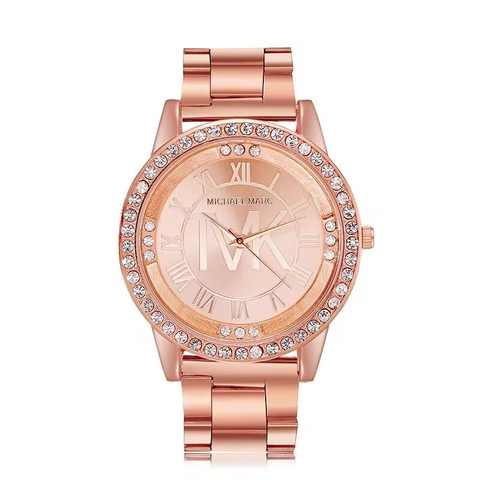 Orologio Al Quarzo Da Uomo Cinturino Acciaio Lega Lunetta Strass Moda Quadrante Grande Numeri Romani Orologio Analogico Lusso