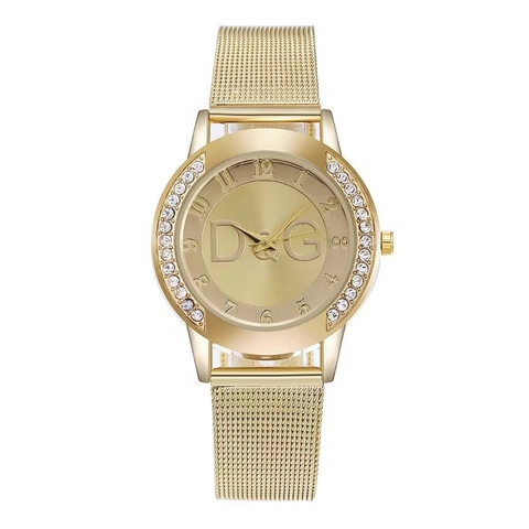 Dames Quartz Horloge Legering Mesh Band Strass Bezet Lunette Mode Luxe Elegant Ronde Wijzerplaat Polshorloge