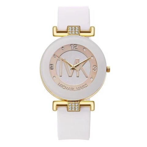 Women Quartz Watch Fashion Casual Silicone Strap Rhinestone Inlay Alloy Case Elegant Wristwatch For Lady Student