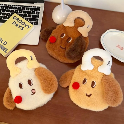 Plush Hot Water Bottle Cartoon Puppy House Shape Soft Cover Thickened Fillable Hand Belly Warmer Portable