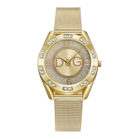 Dames Quartz Horloge Legering Mesh Band Strass Bezet Lunette Mode Luxe Elegant Ronde Wijzerplaat Polshorloge