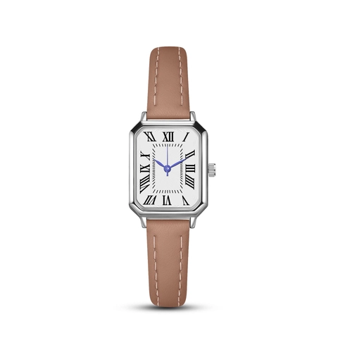 Orologio Al Quarzo Quadrato Da Donna Numeri Romani Retrò Cinturino In Ecopelle Lancette Blu Moda Elegante