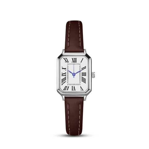 Orologio Al Quarzo Quadrato Da Donna Numeri Romani Retrò Cinturino In Ecopelle Lancette Blu Moda Elegante