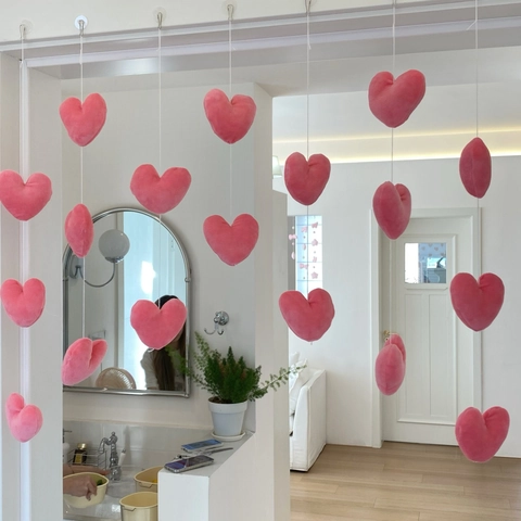 Plush Heart Star Cloud Hanging Door Curtain Romantic Soft Bedroom Wall Decor Aesthetic DIY Decorative String For Girls Room