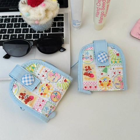 Mini Münzbörse Leinwand PVC Wasserdicht Mehrlagig Faltbare Brieftasche Süße Cartoon Japanischen Stil Zubehör
