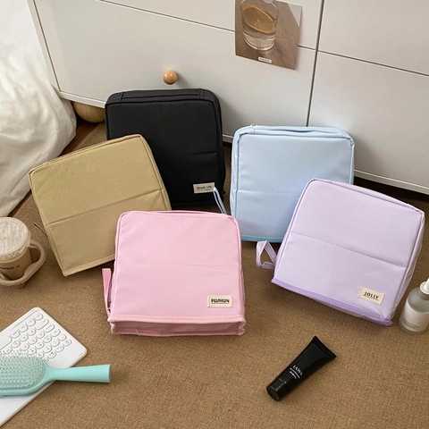 Borsa Trucco Grande Capacità Tessuto Impermeabile Organizzatore Toilette Verticale Pochette Viaggio Portatile Donne Stile Semplice