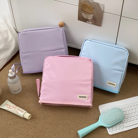 Borsa Trucco Grande Capacità Tessuto Impermeabile Organizzatore Toilette Verticale Pochette Viaggio Portatile Donne Stile Semplice