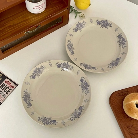 Piatto Da Cena In Ceramica Camelia Blu Retrò Rotondo Con Motivo Floreale Piatto Da Dessert Per Tè Pomeridiano Cucina