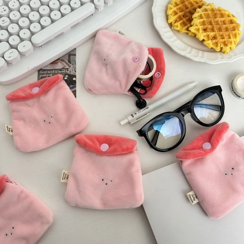 Plush Coin Purse Cartoon Pudding Shape Earphone Storage Bag Mini Wallet Portable Pouch For Small Items Girls