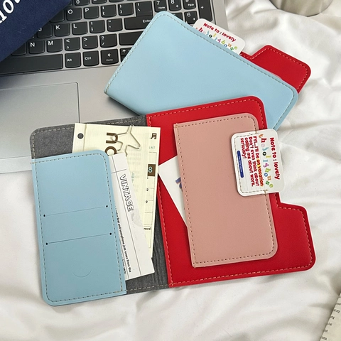 Passport Holder Travel Wallet PU Leather Color Block Multi Card Slot Document Organizer Case Urban Minimalist For Men And Women