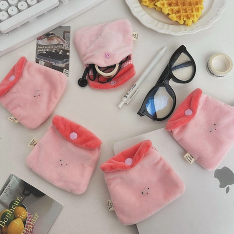 Plush Coin Purse Cartoon Pudding Shape Earphone Storage Bag Mini Wallet Portable Pouch For Small Items Girls