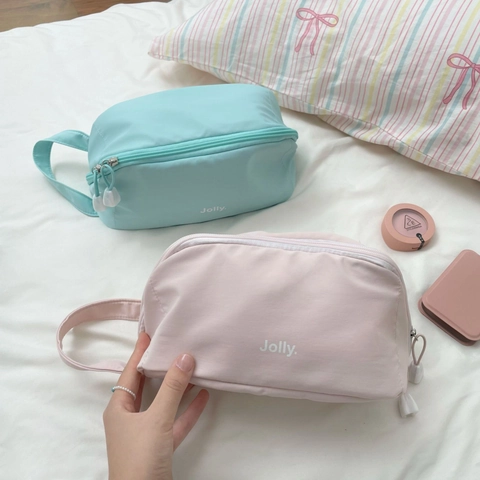 Large Capacity Cosmetic Bag Waterproof Nylon Makeup Organizer With Handle Travel Toiletry Pouch Women Multi Compartment