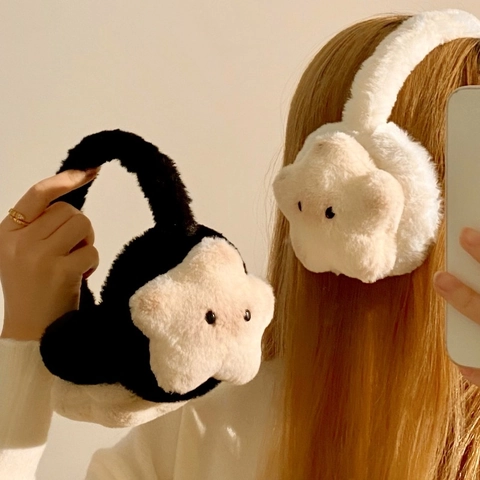 Orejeras De Felpa Con Forma De Estrella Ajustables Calentadores De Oídos Cálidos De Piel Sintética Accesorios De Invierno Estilo Lindo