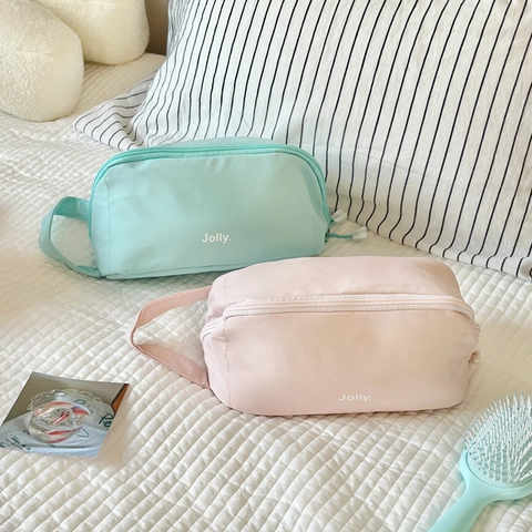 Large Capacity Cosmetic Bag Waterproof Nylon Makeup Organizer With Handle Travel Toiletry Pouch Women Multi Compartment