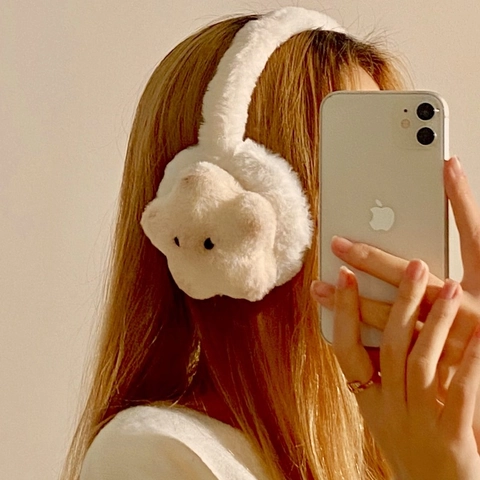 Orejeras De Felpa Con Forma De Estrella Ajustables Calentadores De Oídos Cálidos De Piel Sintética Accesorios De Invierno Estilo Lindo