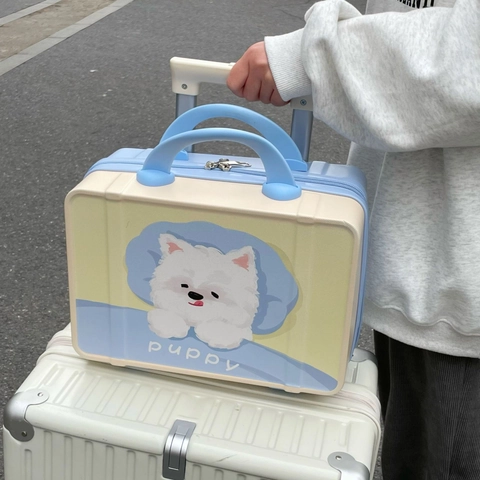 Mini Valigia Rigida Portatile Borsa Per Cosmetici Stampa Animali Cartoni Animati Organizzatore Da Viaggio ABS PC