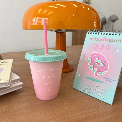 Vaso Con Pajita De Café De Verano Estilo INS Vaso Reutilizable Para Bebidas Frías Con Tapa Portátil Minimalista