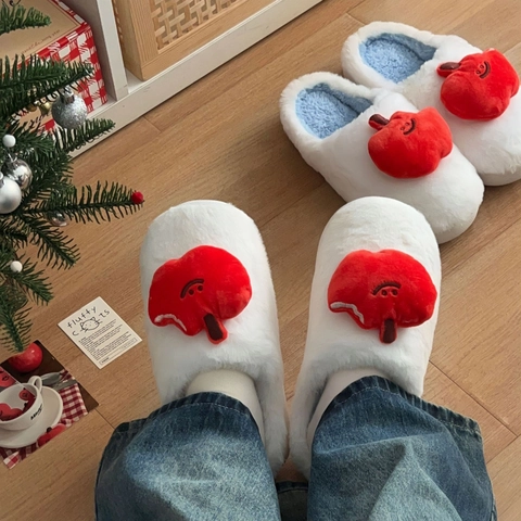 Plush Home Slippers Winter Warm Thick Sole Indoor Cotton Shoes Cute Cartoon Non-slip Rubber Sole Women