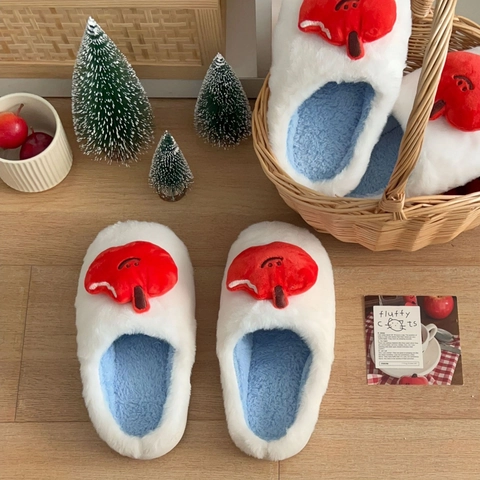 Plush Home Slippers Winter Warm Thick Sole Indoor Cotton Shoes Cute Cartoon Non-slip Rubber Sole Women