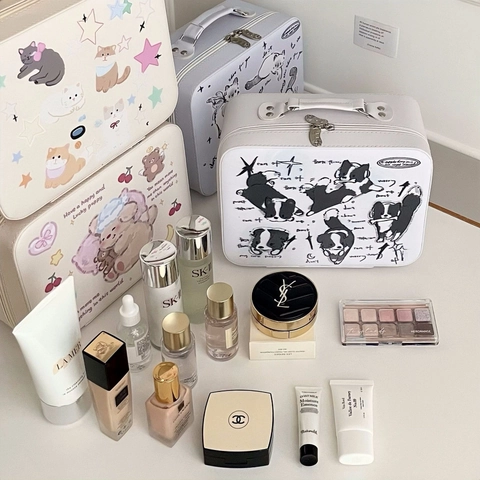 Borsa Da Trucco In Pelle PU Con Stampa Animali Cartoni Animati Grande Capacità Portatile Borsa Da Viaggio Per Donne Ragazze