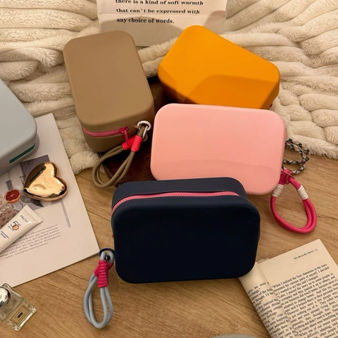 Siliconen Make-Up Tas Waterdicht Grote Capaciteit Cosmetische Tas Reizen Toilettas Draagbaar Rits Met Gevlochten Koord