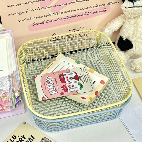 Metal Mesh Storage Basket Desktop Organizer Grid Iron Wire Bin For Stationery Makeup Office Home Decor Ins Style