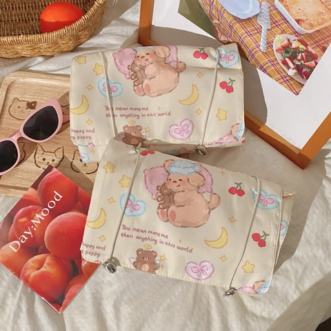 Neceser Distaccabile Rete Nylon Organizer Trucco Arrotolabile Custodia Toilette Viaggio Simpatica Stampa Cartoon