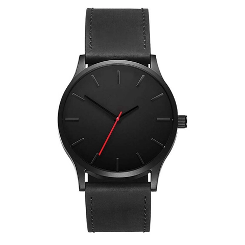 Heren Quartz Horloge Minimalistisch Grote Wijzerplaat Zakelijke Stijl Gelegeerd Kast Kunstlederen Band Analoog