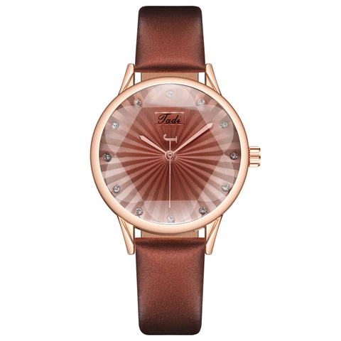 Reloj de Cuarzo para Mujer Moda Aleación Correa de Piel Sintética Esfera Rayos de Sol Diamante de Imitación Analógico