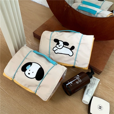 Borsa Cosmetica Viaggio Nylon Rete Staccabile Rotolante Organizzatore Toilette Grande Capacità Portatile Cane Cartone Animato Porta Trucchi