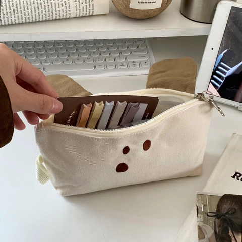 Astuccio Matite Cane Cartone Animato Tela Grande Capacità Custodia Cancelleria Scuola Ufficio Carino Estetico Borsa Con Cerniera