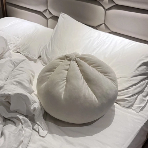 Plush Steamed Bun Pillow Creative Dumpling Shape Soft Food Cushion For Bedroom Sofa Decor PP Cotton Filling Cute Novelty