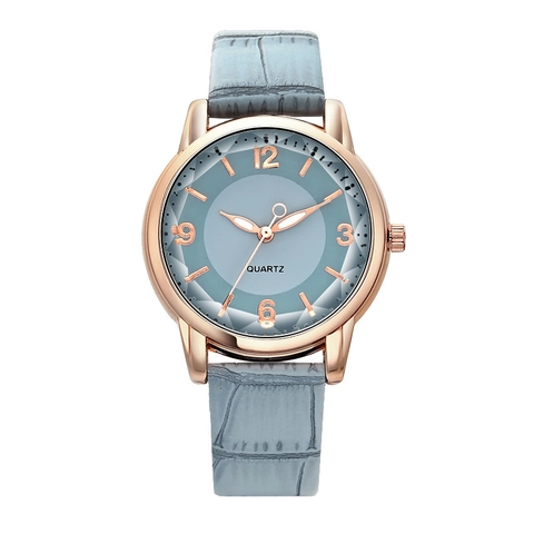 Reloj De Cuarzo Para Mujer Moda Simple Elegante Esfera Redonda Caja De Aleación Oro Rosa Correa De Cuero PU Estudiantes Analógico