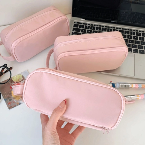 Trousse Scolaire Grande Capacité Sac Cosmétique Multi Couche Portable En Tissu Pochette À Fermeture Éclair Organisateur