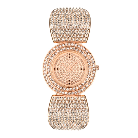 Reloj De Cuarzo Para Mujer Lujo Diamantes Imitación Brillante Forma Tonneau Correa Aleación Moda Elegante