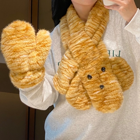 Moufles En Peluche À Rayures Tigre D'hiver Chaudes En Fausse Fourrure Design Animal De Dessin Animé Gants Thermiques Pour Femmes
