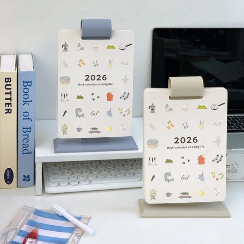 2026 Tischkalender Karton Monatlicher Stehender Planer Kreative Handgezeichnete Illustration Büro Haus Desktop Dekor