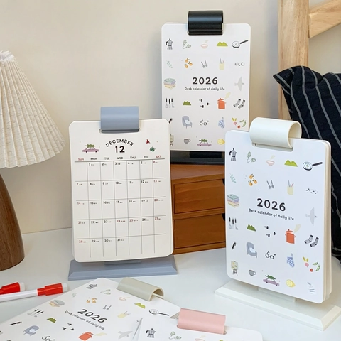 2026 Tischkalender Karton Monatlicher Stehender Planer Kreative Handgezeichnete Illustration Büro Haus Desktop Dekor